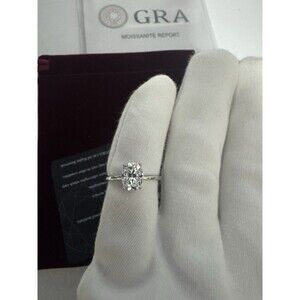 2 carat GRA certified moissanite sterling silver ring.
